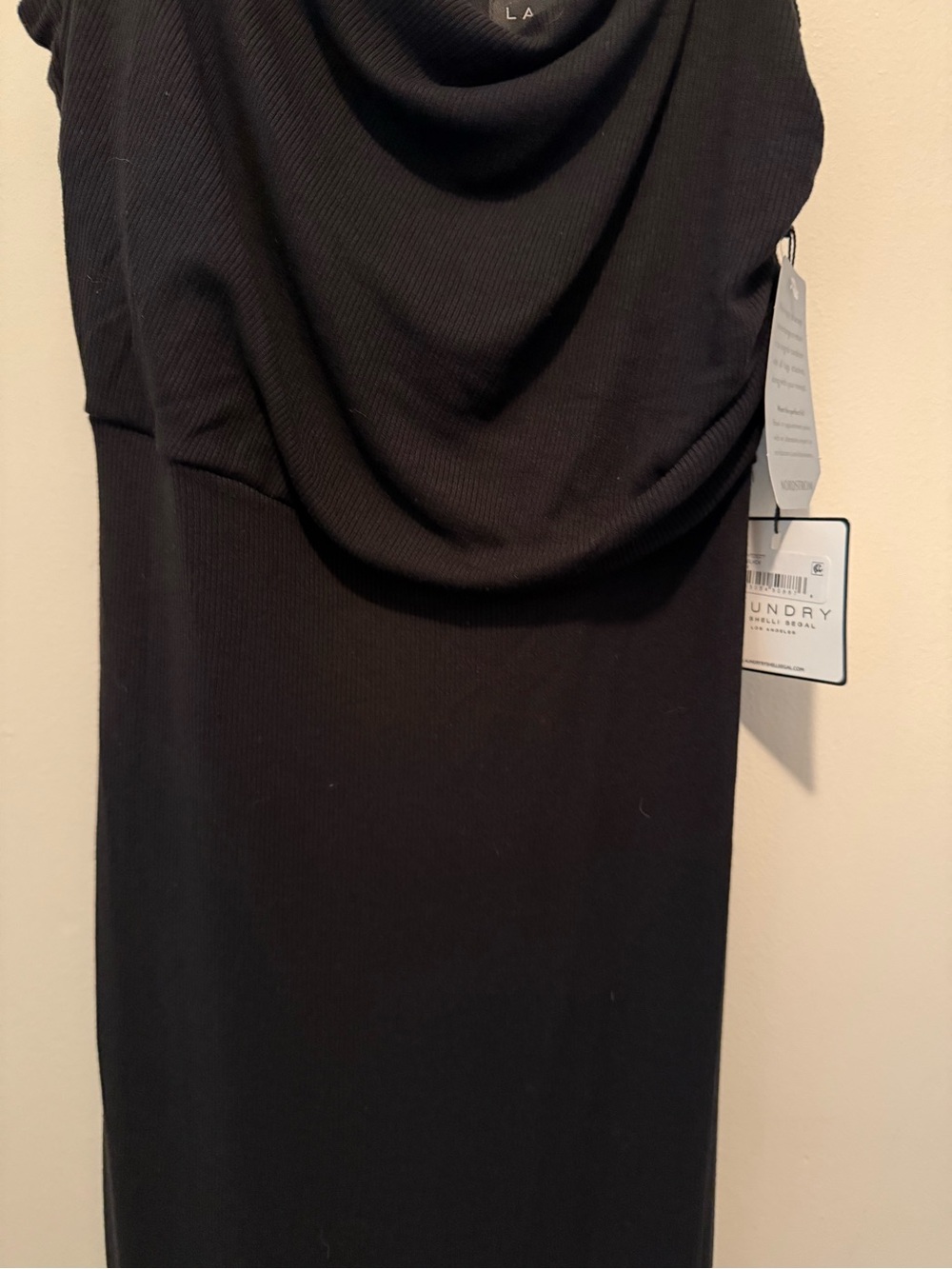 NWT Laundry by Shelli Segal Black Cowl Neck Side Slit Dress Size 6 - Picture 9 of 13